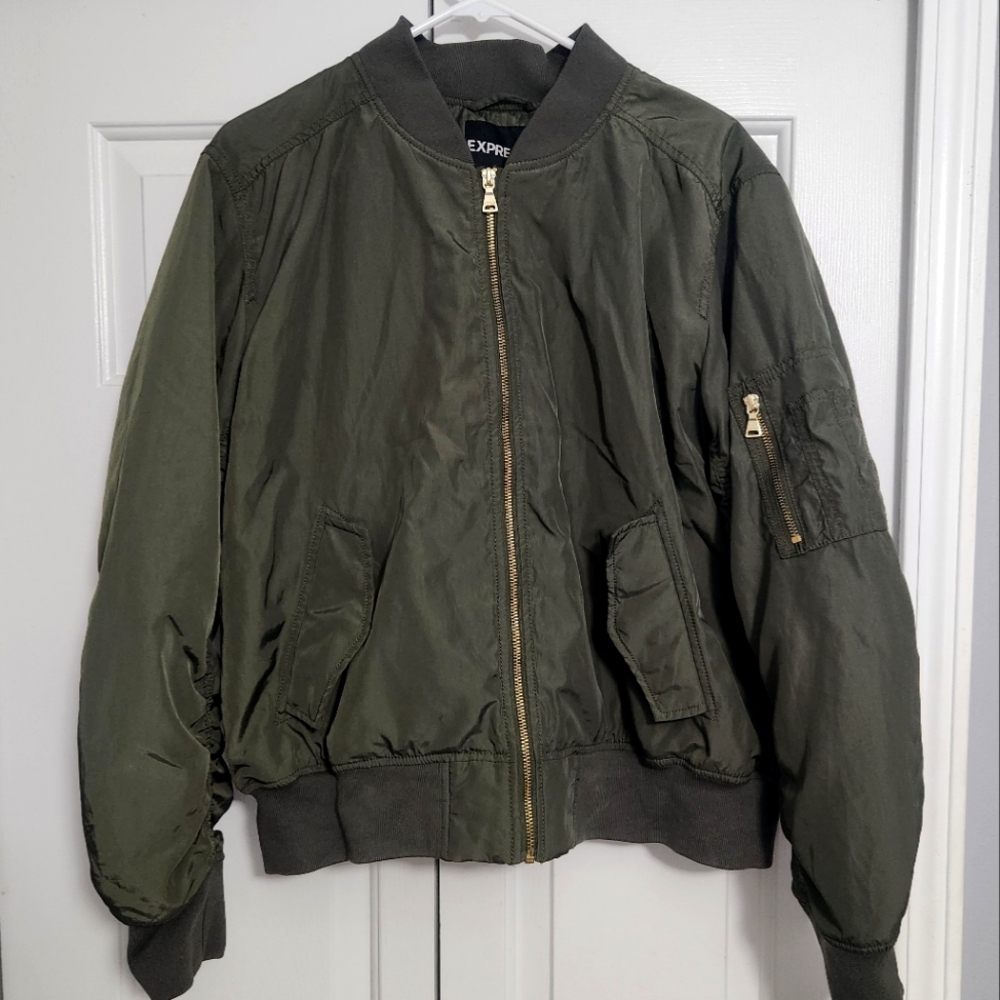Express Women's Olive Bomber Jacket